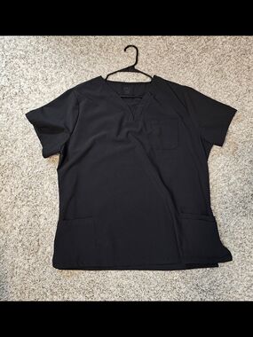 Unbranded Women’s Black V-Neck Short Sleeve Scrub Top